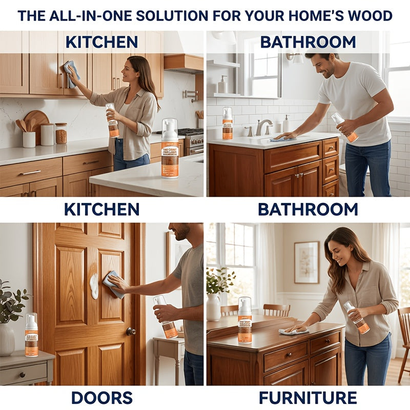 Kitchen Cabinet Cleaner - Cleaning Agent for Oil Stains on The Surface of Kitchen Wooden Shelves, Special Cleaning Agent for Stubborn Stains, Brown Furniture Yellow Scale Removal Agent, Furniture Renovation Agent