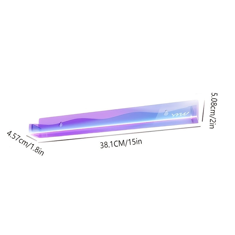 2/4pcs Iridescent Acrylic Floating Shelves - Colorful Wall Mounted Storage Rack for Nail Polish, Cosmetics, Sundries - Perfect for Home, Room, Office, Bathroom, for nail Shop Decor with Art Deco Style. Independence Day/Graduation Gift