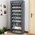 Nonwoven Shoe Cabinet, 10 Layer Narrow Shoe Storage Organizer with Dust Cover for Entryway, Closet and Dorm Organization, Without Cloth Pockets