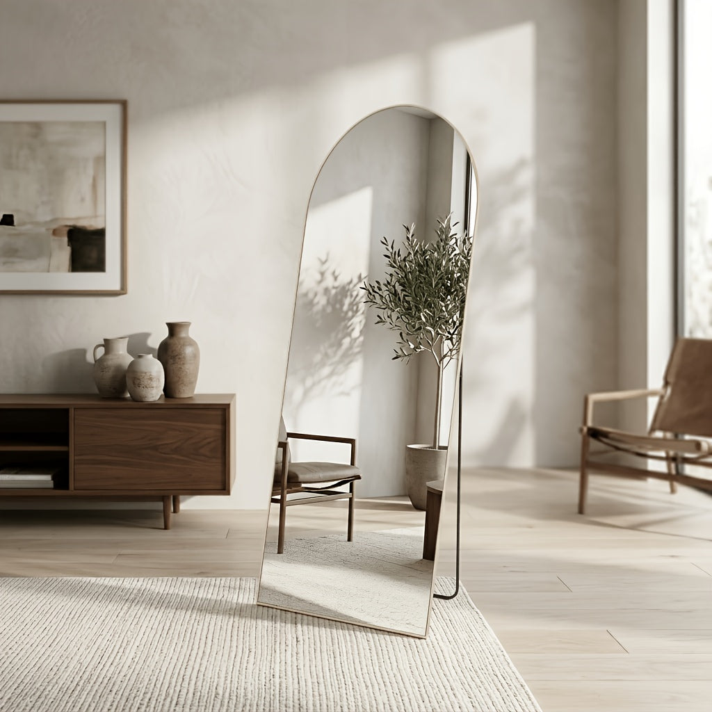 Full Length Floor Mirror, Shatterproof Tempered Glass & Metal Frame, Free Standing or Leaning Dressing Mirror, Circle Vanity Mirrors in Various Sizes Suitable for Home Decor, Bathroom Bedroom Living Room Entryway, Hanging or Leaning