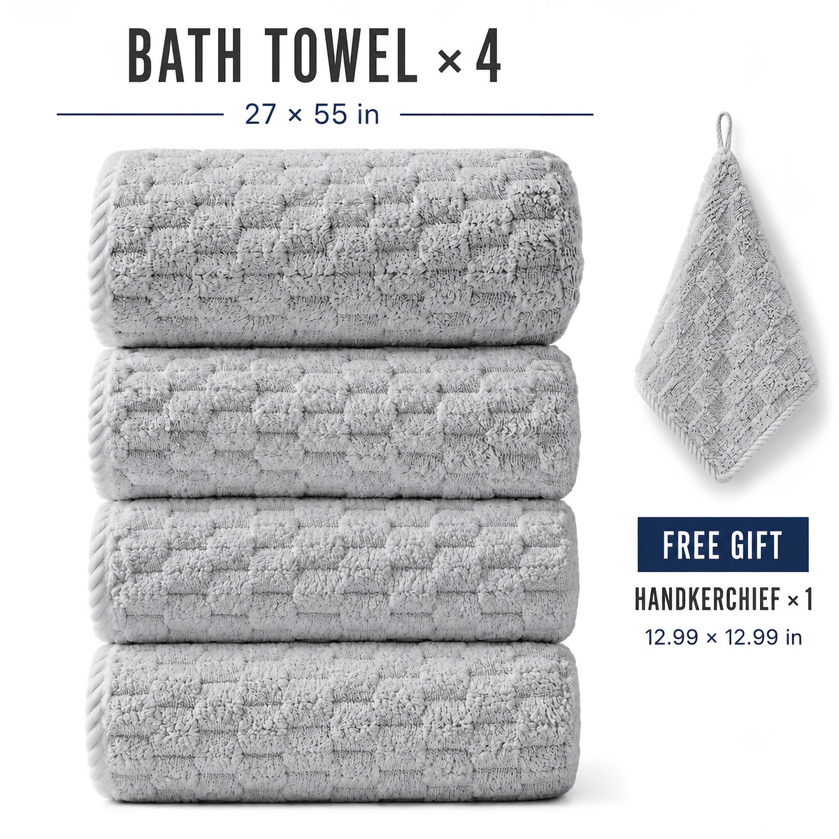 Pack Of 4/8 Waffled Super Soft Bath Towels - Super Absorbent Quick-Drying Microfiber Towels for Adults, 4 Bath Towels/2 Bath Towels, 2 Hand Towels & 4 Washcloths. Perfect for Spa, Fitness, Travel, Daily Home & Gym Use, Great Gift Choice