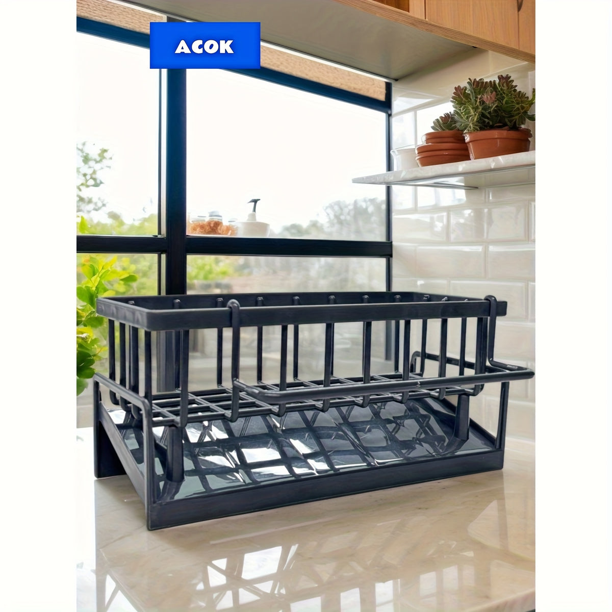 Kitchen Sink Caddy with Drainage, Kitchen Sink Organizer with Removable Brush Holder, Sink Caddy with Drainage for Dishwashing Brush, Sponge, Soap And Scrubbing Additions, Basket, Trash Can And Container