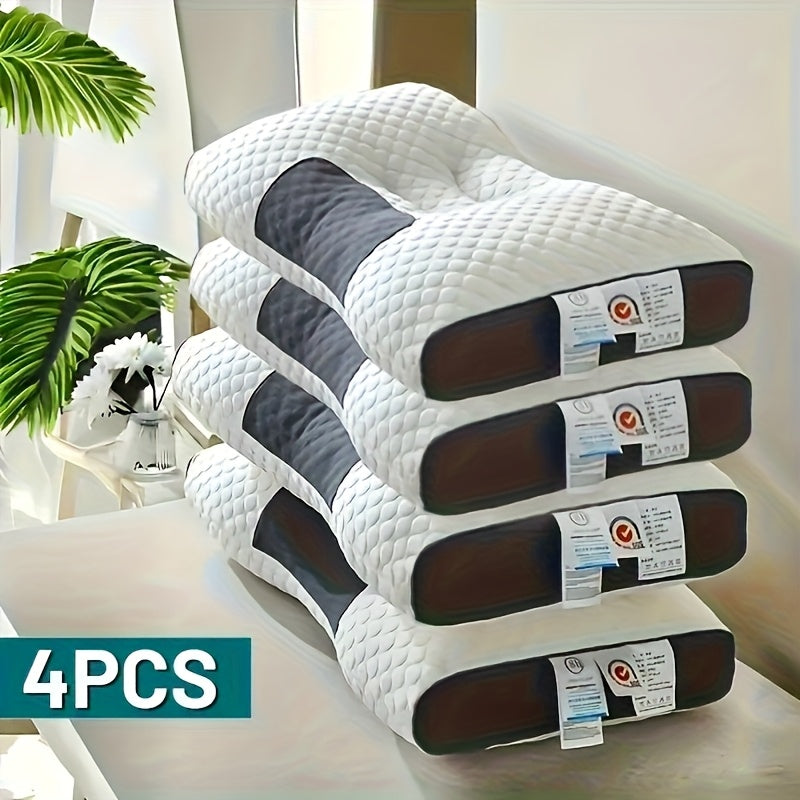 2-Piece/4-Piece Soft Massage Neck Support Pillows - Ergonomically Designed with High-Quality Filling for Deep Sleep and Neck Support, Features a Removable Cover, a Must-Have for Student Dormitories, Maintains Its Shape, and Is Machine Washable