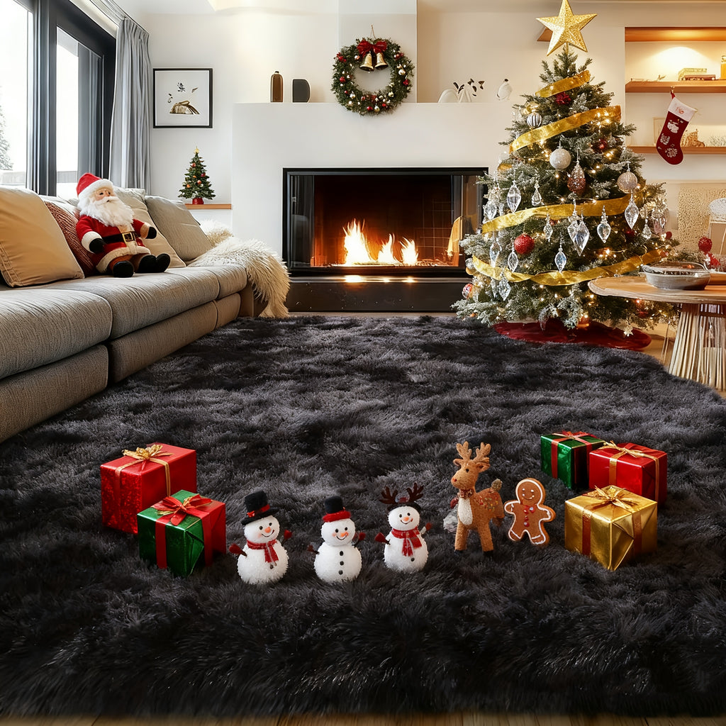 Extra Large Shaggy Rug Suitable for Living Room & Bedroom - Soft with PVC Backing, Machine Washable Anti-Slip Floor Mat, Modern Fluffy Floor Suitable for Christmas, for Decor, Use, Large Rectangular