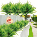 Artificial Ferns for Outdoor Decor, 20-Piece Faux Boston Fern Greenery in UV-Resistant Plastic for Home, Office, Garden, Patio and Yard Arrangements