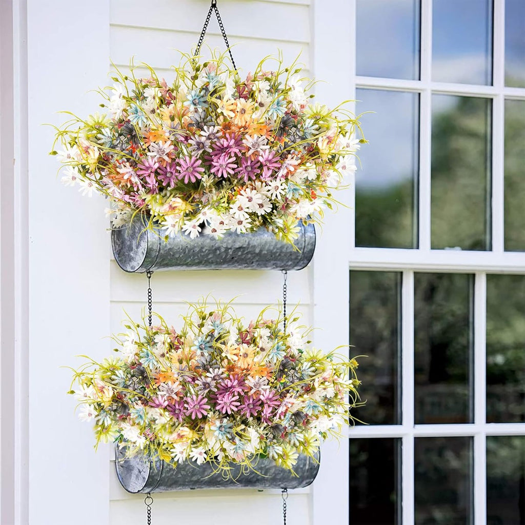 3 Bundles Wildflowers Artificial Flowers Outdoor Fake Daisy UV Resistant Wild Flower Bouquets Bulk Faux Plants Plastic Greenery for Decoration Vase Floral Arrangements Home Decor