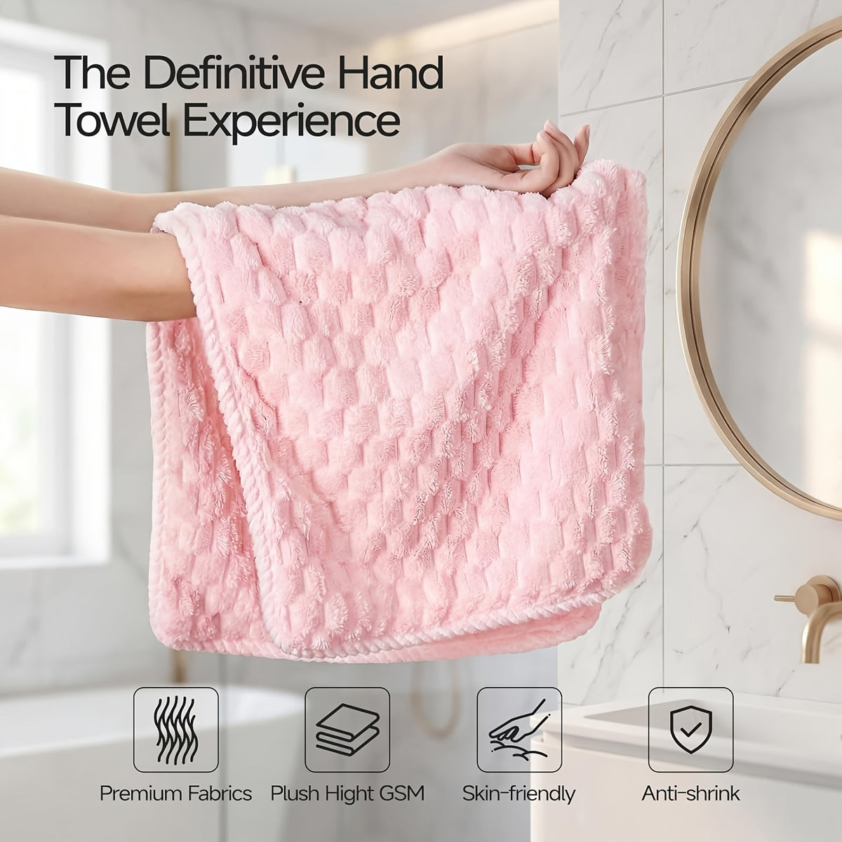 [5pcs Coral Fleece Towels] 5pcs Coral Fleece Bath Towel Set, 4 Soft Absorbent Bath Towels 27" X 55" with Hair Drying Cap, Quick Dry Plush Towels with Hanging Loop for Bathroom, Shower, Home