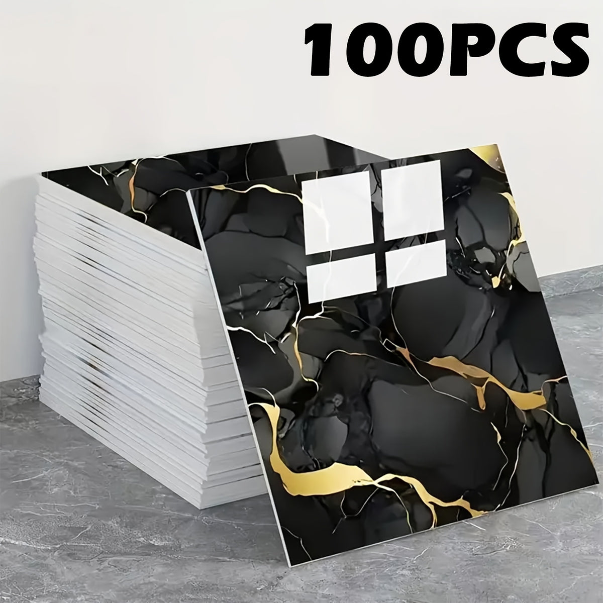 50/100pcs Stick Shower Tiles, Waterproof PVC Wall Panels, Marble Wall Tiles Self Adhesive Vinyl Backdrop for Bathroom, Kitchen, Living Room, Easy Peel & Stick, Ideal for TV Backdrop, Bathroom Wallpaper, Modern Wall Decor, Easy Installation