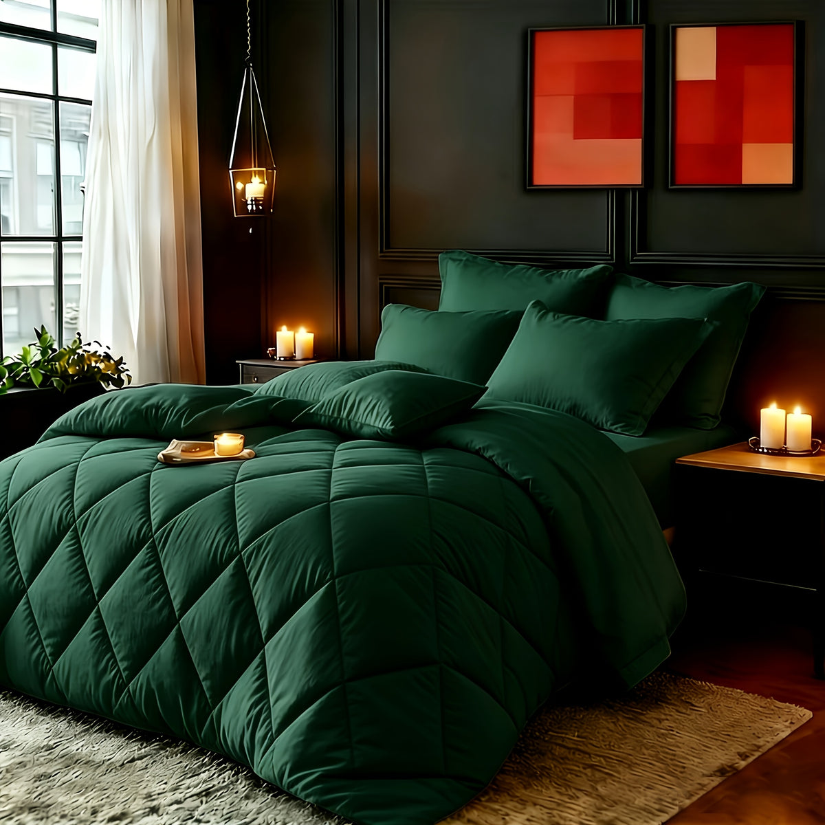 2/3pcs Red/Black Comforter Set Queen King Twin, All Season Comforter, 1Comforter, 1/2Pillowcases, Box Stitch Quilt, Hotel & School Quality Comforter, Home Bedding, Kids Room Decor, Halloween Christmas Holiday Gifts, Random Color