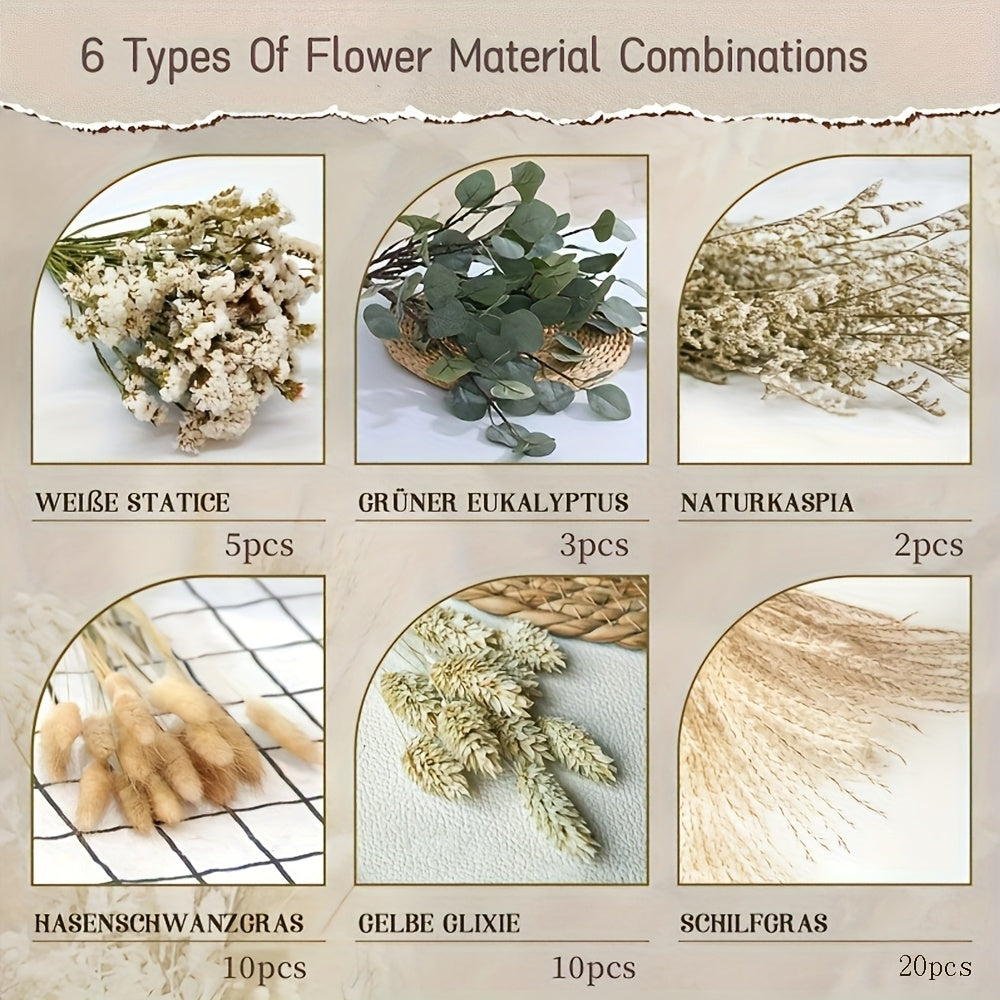 42pcs FORTUNATE FLOWERS Boho Pampas Grass Set, Olive Green Bathroom Decor And Boho Wedding Bouquets, Natural Dried Flower Decor - Unleash Your Creativity with Stylish, Versatile Dried Greenery & Greenhouse Decoration