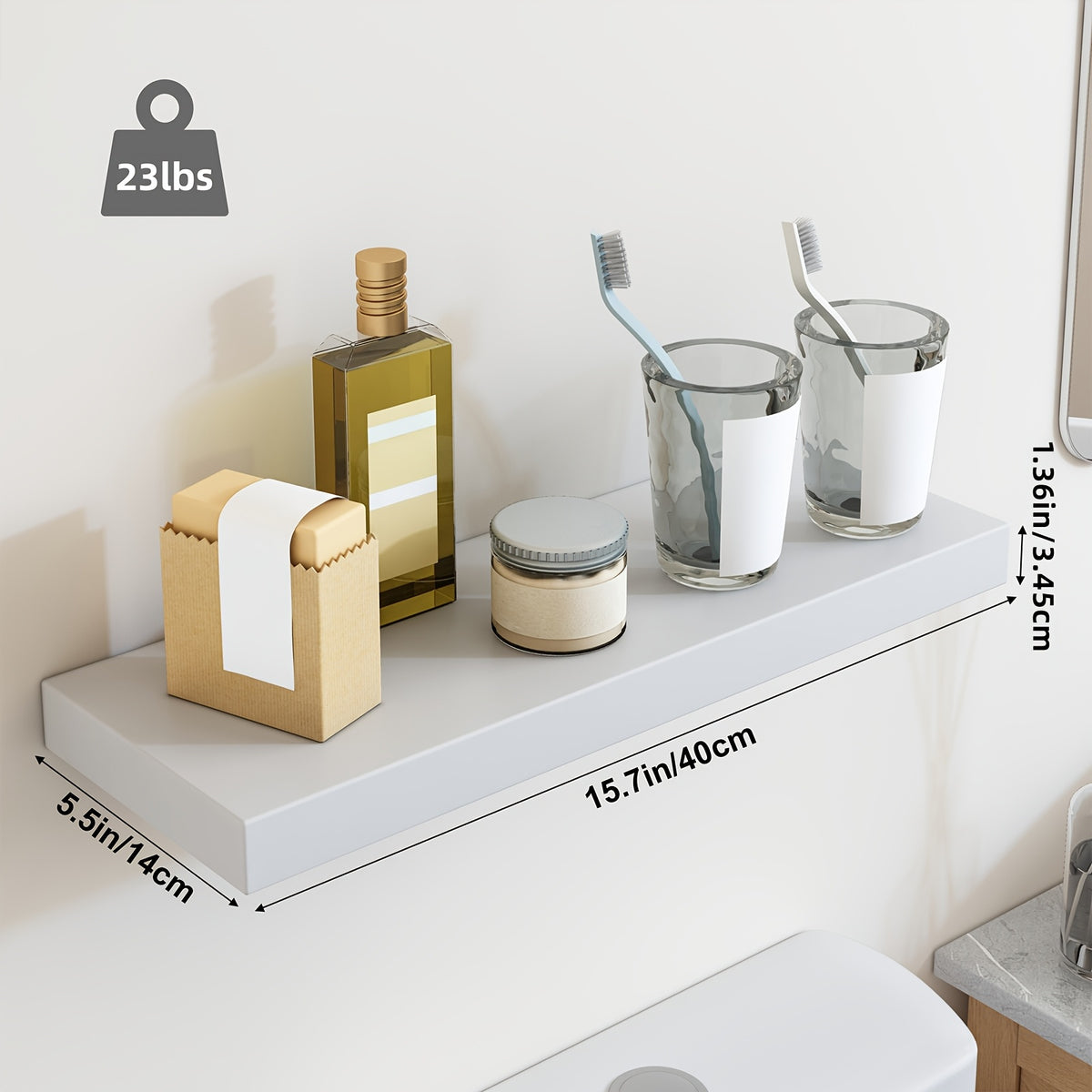 Whonline 4/5pcs Floating Shelves, Gray&White&Black, Rustic Wood Finish Wall Shelves, Shelves For Wall Decor, With Invisible Brackets, Fixed Storage Rack For Kitchen, For Room Decor, Bathroom Storage, Heavy Duty Shelves