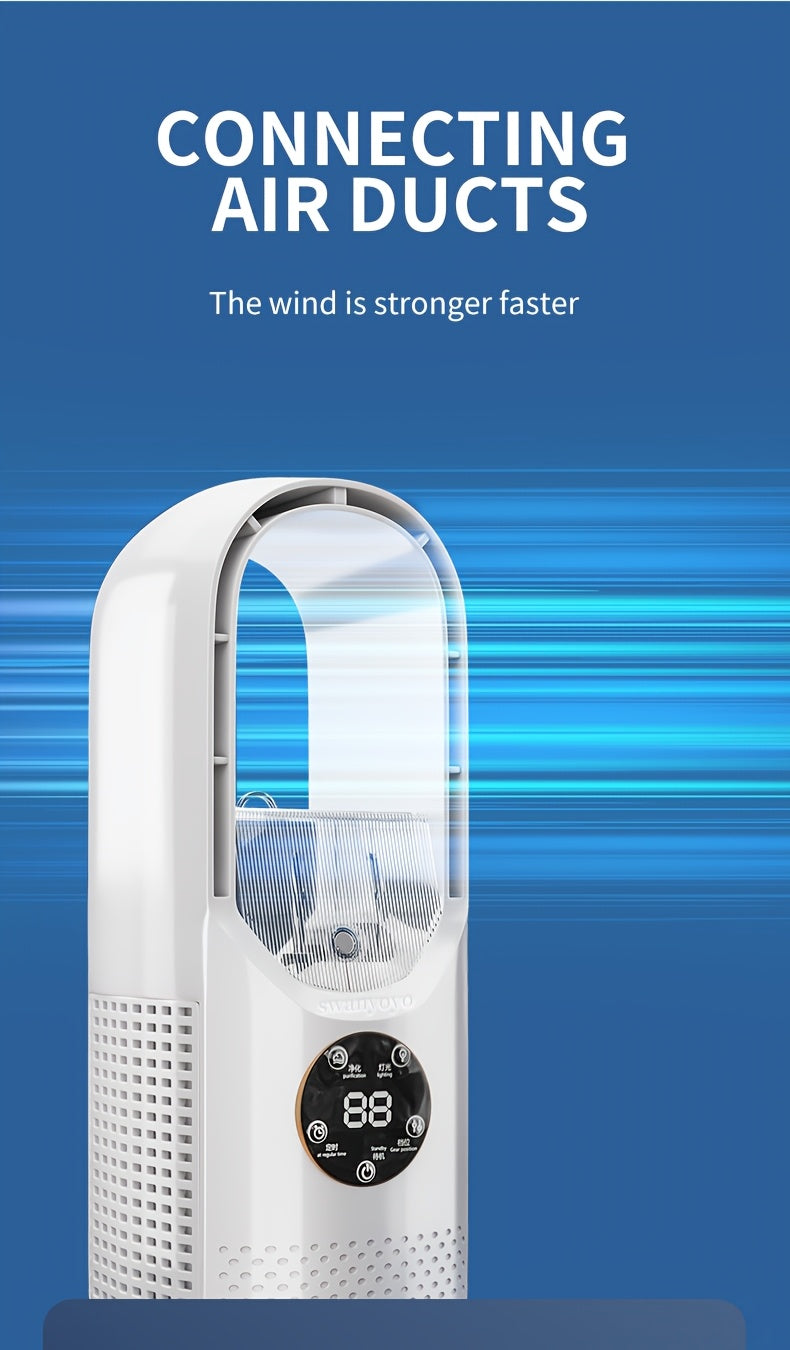 Portable Fan, USB Tower Fan, Desktop Bladeless Fan - Optional Remote Control, Touch Screen, Multi-speed Adjustment, Timer Function And Intelligent Shutdown - Perfect For Offices, Travel, Camping And Home Necessities