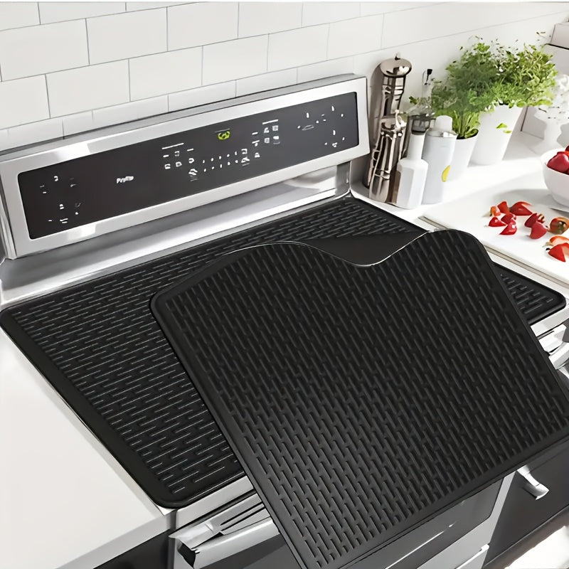 1/2pcs[28x20 Inch Silicone Stove Top Cover] Heat-Resistant Silicone Stove Top Cover Mat & Protector | 28x20 Inch Glass Cooktop Guard, Dish Drying Mat for Gas & Electric Stoves, Scratch-Resistant Kitchen Counter Protector Dish Drying Mats