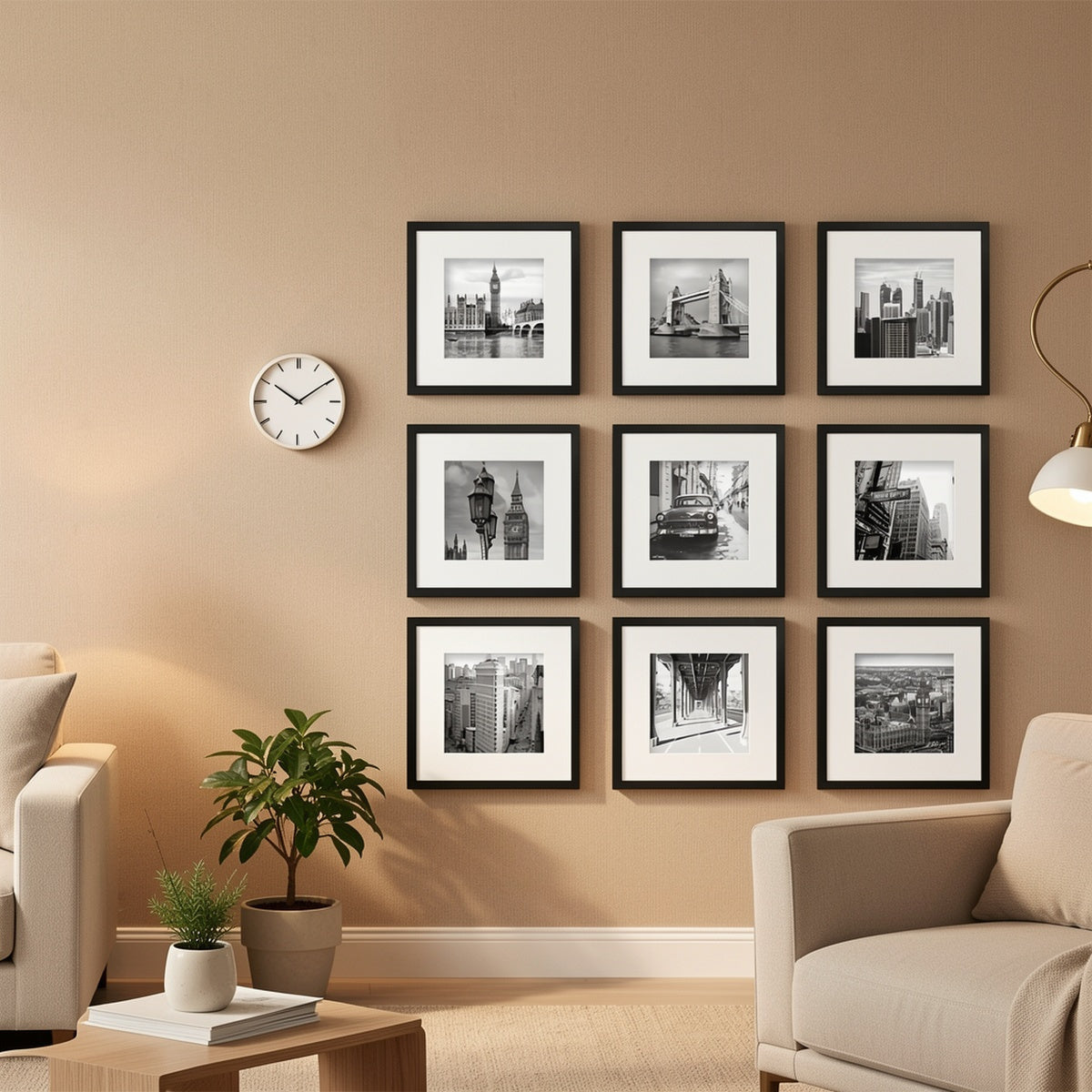 3pcs/set of white and black square frames 8*8in and 12*12in decorative photo frames, which can be given to friends and family as holiday gifts, suitable for hanging on the walls of corridors and living rooms, photo paper is not included.