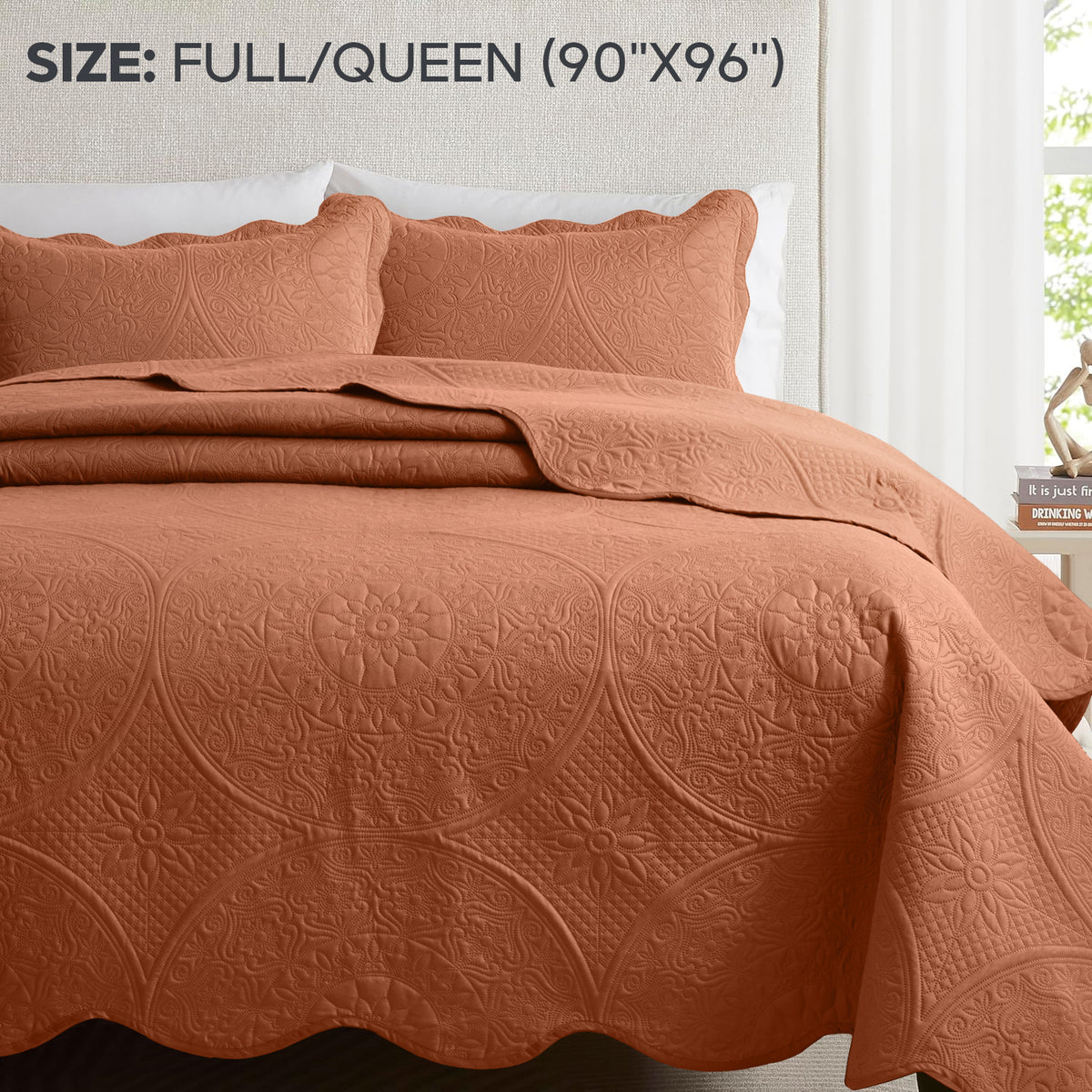 3pcs Luxury Quilted Bedspread Set – Oversize Quilt Coverlet Soft & Cozy Floral Bedspread with Pillow Shams, Breathable Lightweight for Bedroom & Guest Room Decor