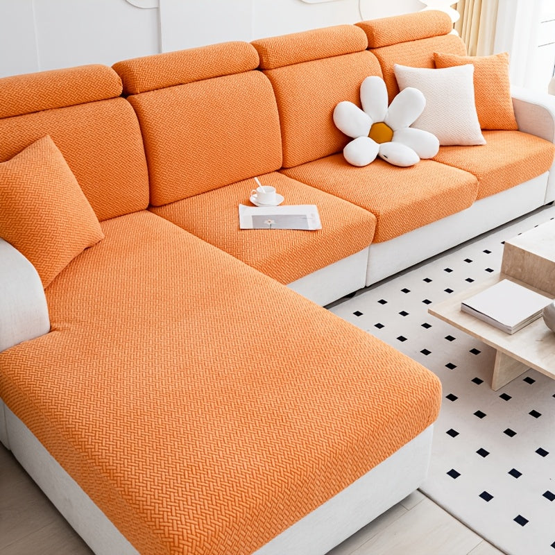 1pc of Wear-Resistant And Non-Slip Sofa Cover, Elastic Stretch L-Shaped Furniture Protector, Suitable for 3/2/1/4 Seat And Sectional Sofas, Made of Polyester Jacquard Fabric, Machine Washable, Ideal for Living Room, Bedroom