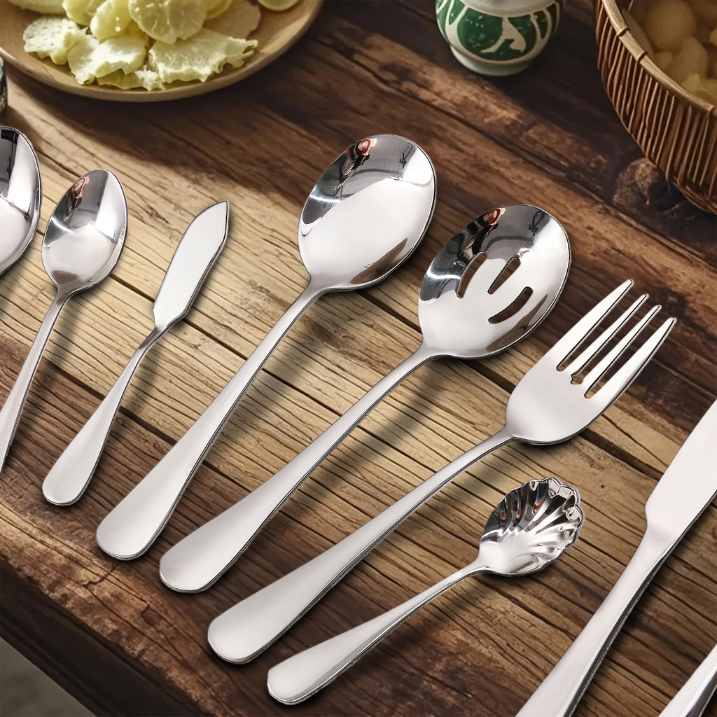 20/24/30/65pcs Stainless Steel Silverware Set, Flatware Set for Kitchen, Cutlery Set with Forks, Spoons, Knives, Serving Set, Modern Flatware Set Service for 4/4/6/12