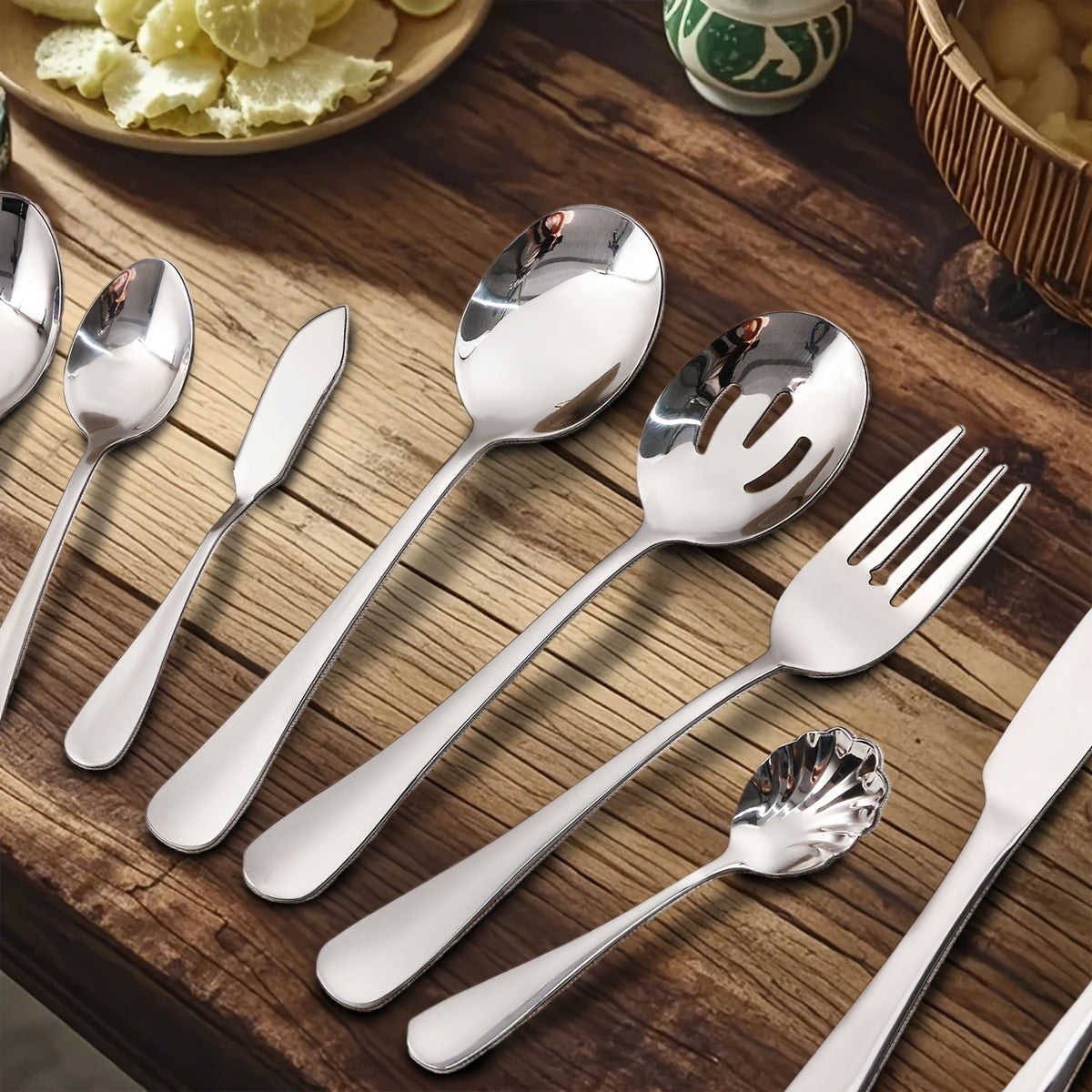 20/24/30/65pcs Stainless Steel Silverware Set, Flatware Set for Kitchen, Cutlery Set with Forks, Spoons, Knives, Serving Set, Modern Flatware Set Service for 4/4/6/12