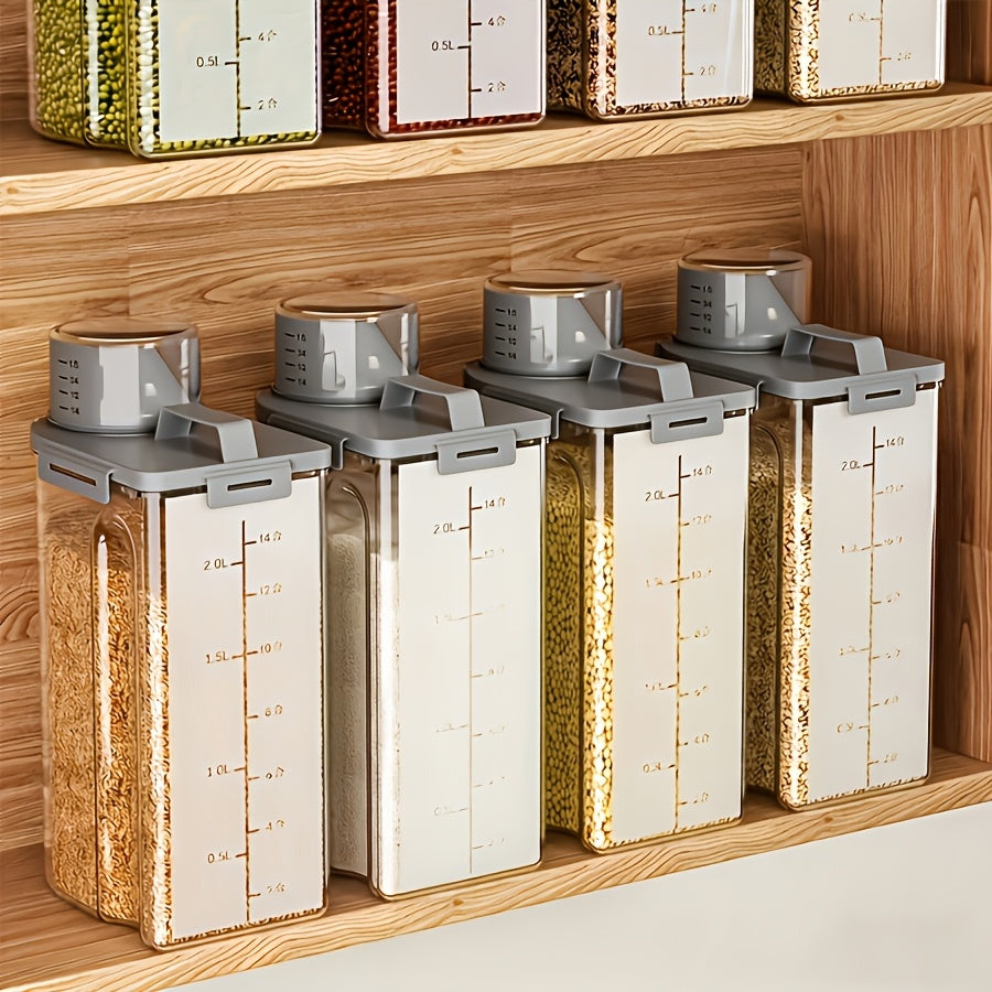 4pcs (3L/102oz) Extra Large Airtight Storage Containers | BPA-Free Plastic, Clip-on Closure, Square Shape, Dishwasher Safe, Ideal for Grain, Nuts, Rice Storage, Kitchen Organizers, Christmas Gift