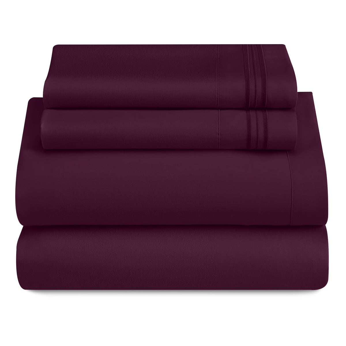 Lux Decor 4 Pieces Solid Bedsheets - 1800 Series Stylish Comfy Bedding Sheet Set - Hotel Luxury Skin Friendly Cooling Sheets & Embroidered Pillowcases Without Filler - Classic Collection With 16 Inches Deep Pocket Room decor - Shrinkage & Fade Resistant