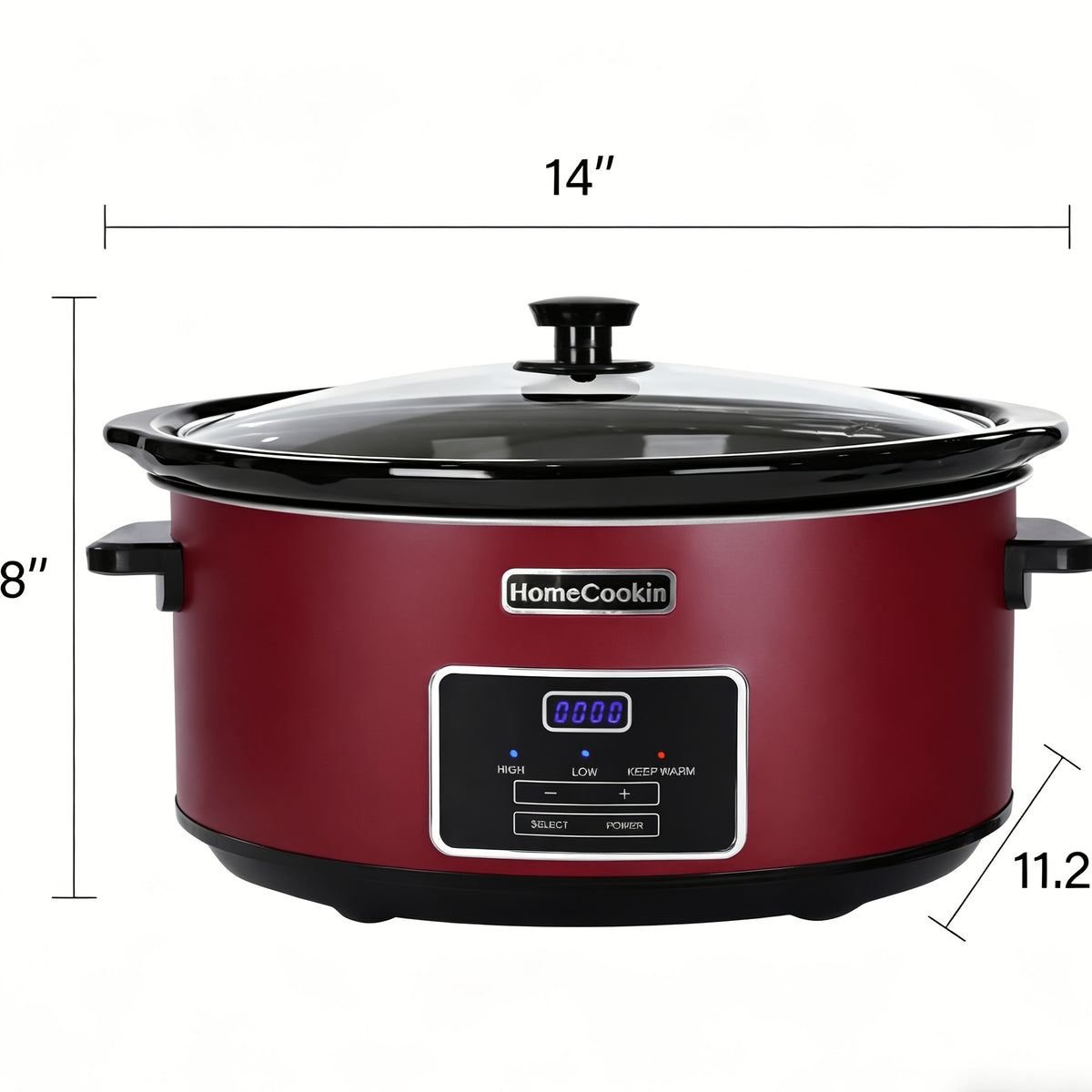 Homecookin Digital Slow Cooker with Non-Stick Ceramic Bowl - Programmable Countdown Timer & Keep Warm Function, Perfect for Family Meals, Soups, Stews, Holiday Cooking, House Party
