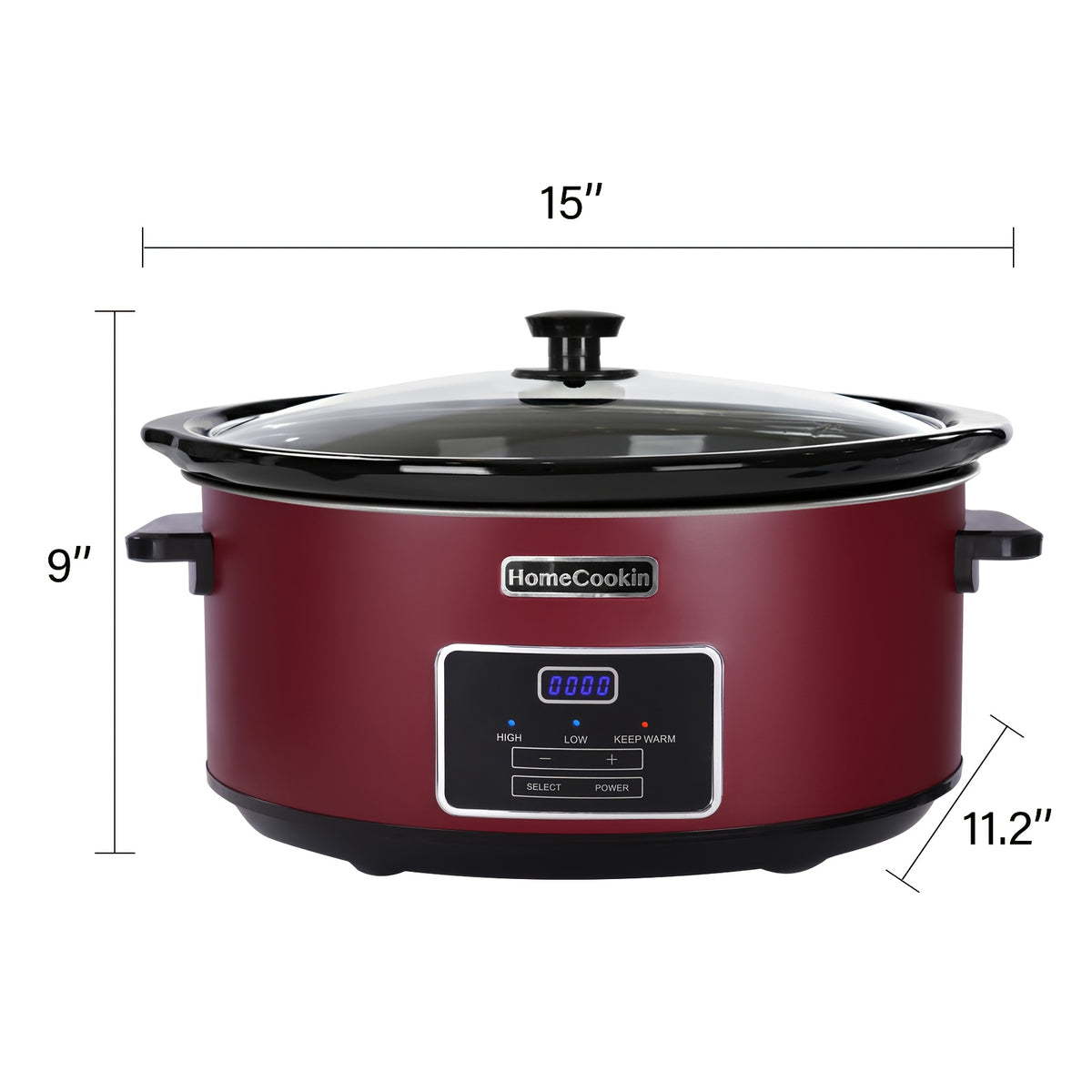 Homecookin Digital Slow Cooker with Non-Stick Ceramic Bowl - Programmable Countdown Timer & Keep Warm Function, Perfect for Family Meals, Soups, Stews, Holiday Cooking, House Party