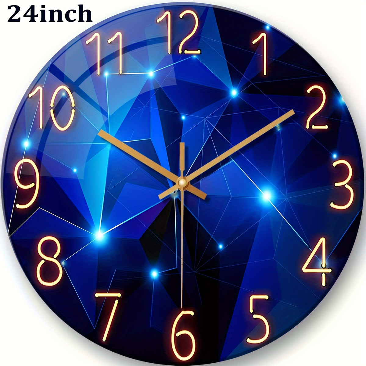 Large Modern Blue Glass Wall Clock - Dark Blue Accessories, 12-24 Inch Silent Quartz Clock, Battery-powered, Suitable for Living Room, Bedroom, Office Decorative Clock, Housewarming Gift, Home Decoration, Fantasy-style Design