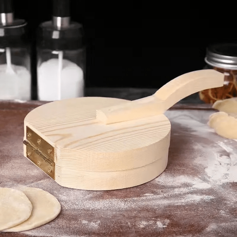 Solid Wood Dumpling Manual Dough Press, Handcrafted Wooden Dumpling Light Beige Mold, Suitable For Homemade Noodles, Steamed Buns, And Meat Pastries- Convenient And Quick Kitchen Tool-kitchen Accessories-board For Dough