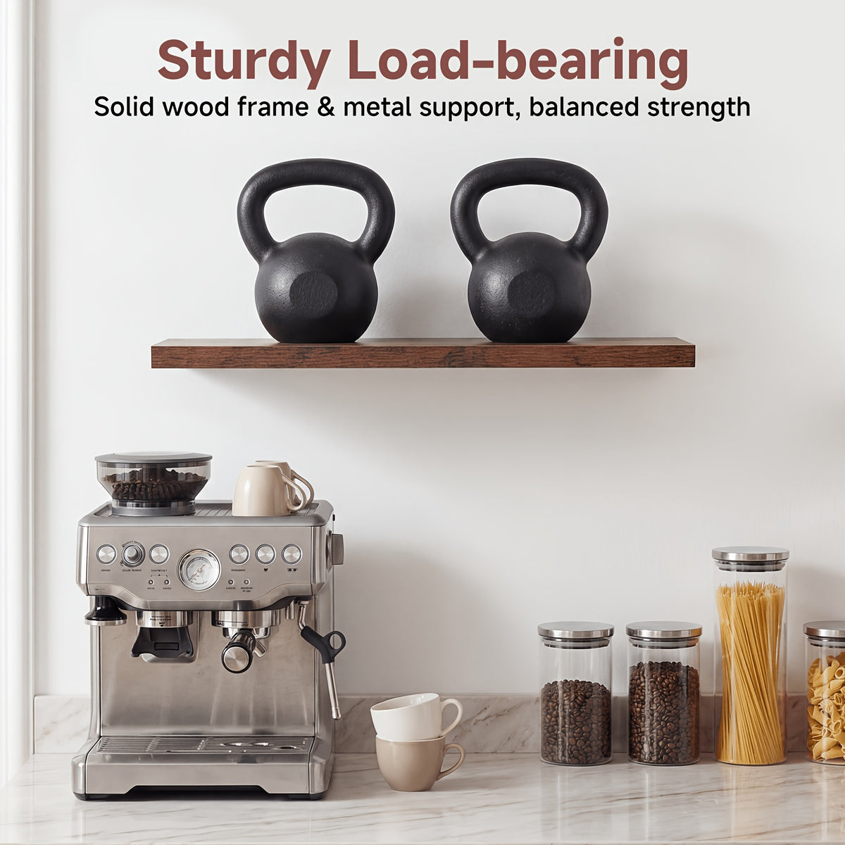 4pcs 15.8in Floating Shelves for Wall, Brown Wall Mounted Shelf with Invisible Shelf Bracket, Wall Shelves for Bathroom, Living Room, Bedroom, Kitchen, Office Decor