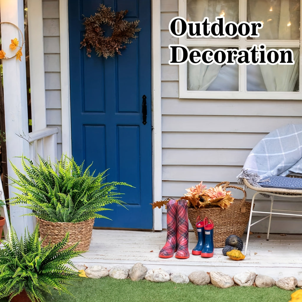 Set of 20 Artificial Ferns Suitable for Outdoor Use, These Faux Boston Ferns Are Made from Uv-Resistant Plastic, Perfect for Enhancing The Decor of Homes, Offices, Gardens, Patios, And Yards