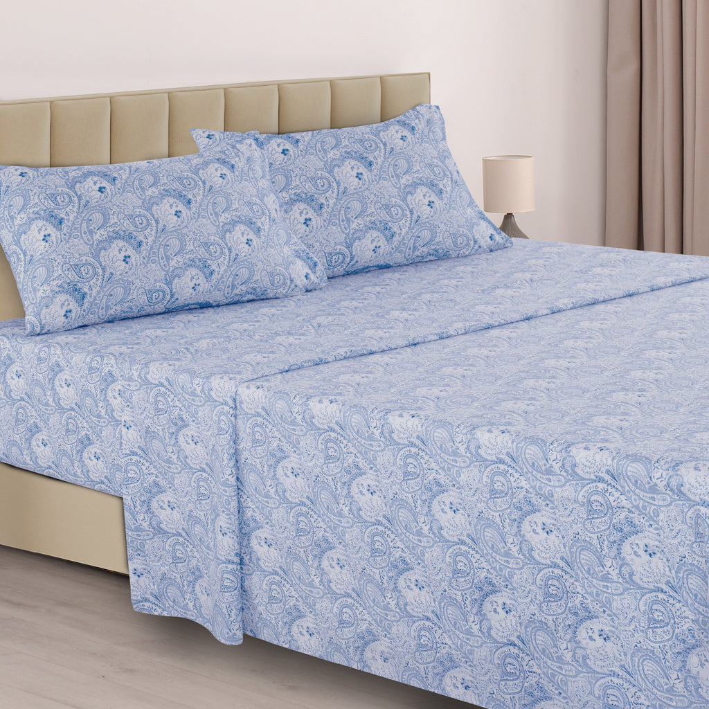 Paisley Bed Sheet Set, Soft Double Brushed Microfiber Bedding with 16-Inch Deep Pocket Fitted Sheet and Pillowcases in Six Sizes for Bedroom Comfort