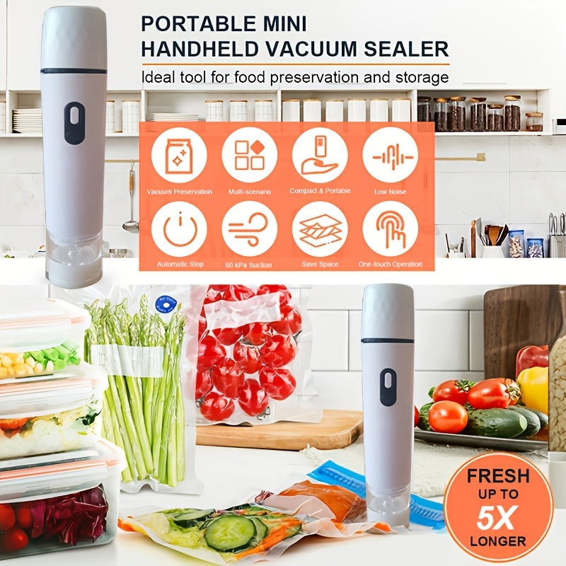 for food Vacuum Sealer (Vacuum Machine + 15 Vacuum Bags) Powerful Handheld Vacuum Machine, Vacuum Sealing Machine For Food Storage, Vacuum Preservation Device, Portable for food Vacuum Machine, Vacuum Sealer
