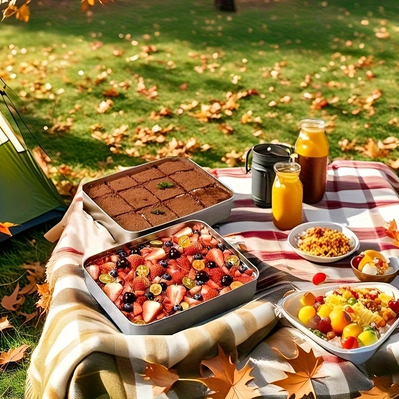 Purchase Three And Receive Two at No Cost, Making a Total of Five Stainless Steel Food Storage Containers - Sturdy Baking Trays That Come with Complimentary Lids, Reusable, Ideal for Picnics, Meal Preparation, Organizing The Refrigerator
