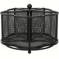 Rotating Utensil Holder with 5 Compartments, 360 Degree Metal Mesh Cutlery Caddy with Weighted Base for Kitchen Counters, Dining Tables and Buffets