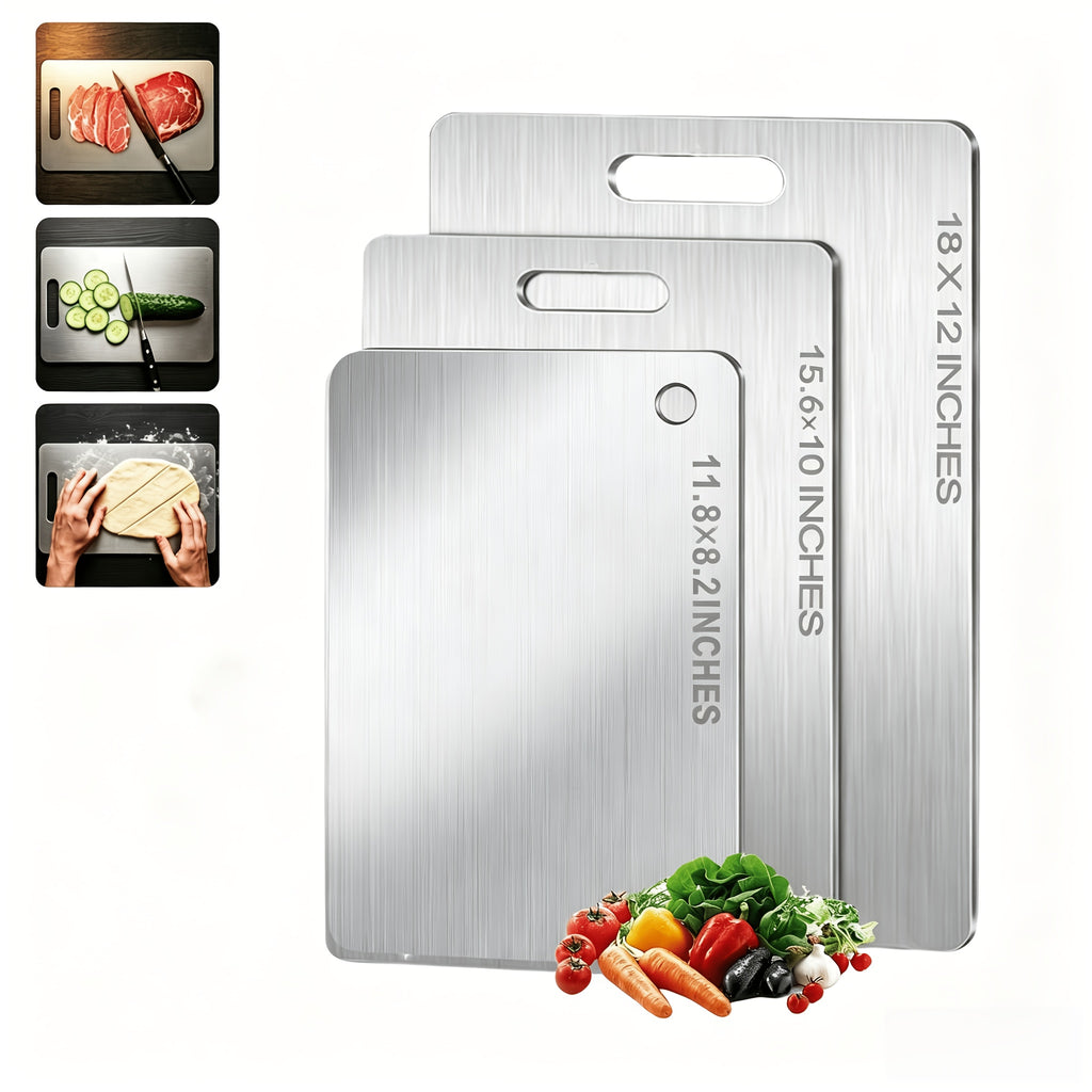 Titanium Cutting Board for Kitchen, 2025 New Upgrade 100% Pure Titanium Cutting Boards 3pcs, Large/Medium/Small Cutting Board, Double Sided Durable Metal Cutting Board