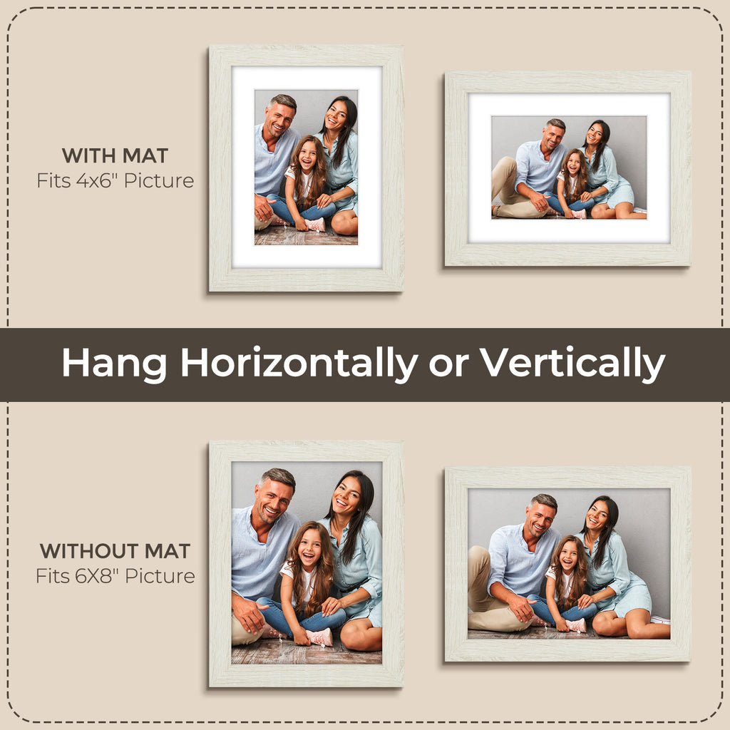 6 Packs 6x8/8x10/9x12/11x14/16x20 Picture Frames Set, Engineered Wood Gallery Wall Frame Set with Plexiglass - Wall Mounting or Tabletop Display