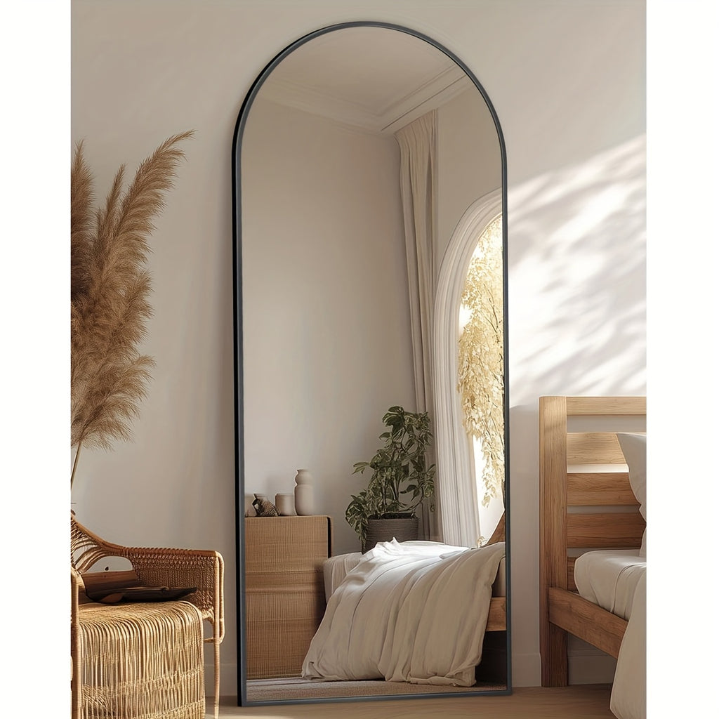 Ladynow Arched Full-Length 58" × 18" Mirror Floor Mirror Freestanding Floor Standing Full Body Rustproof Mirror Stand Wall-Mounted Leaning Design Modern Home Decor Bedroom Living Room Cloakroom Hanging Mounted