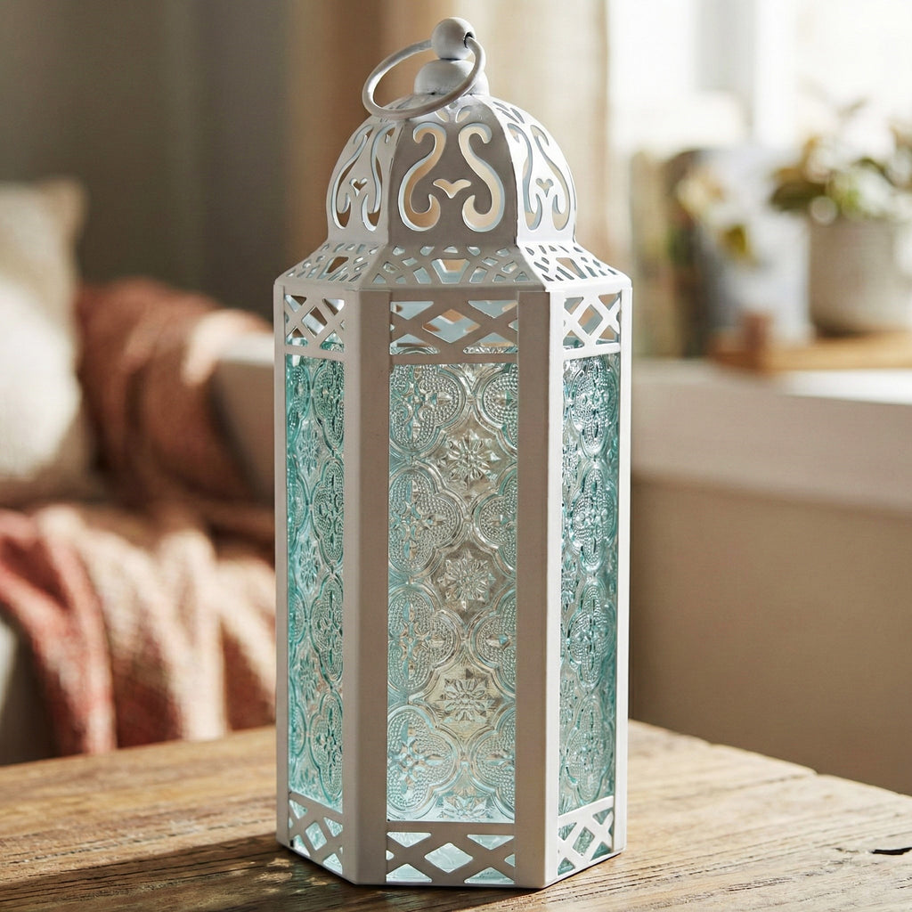 Decorative Moroccan Candle Lantern Holder, Medium, 10.5" Tall
