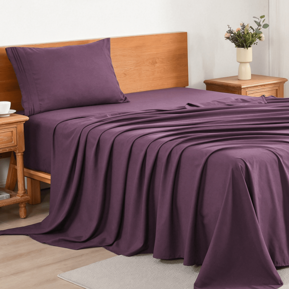 3/4-Piece Cooling Bed Sheet Set, Soft & Breathable Bedding with 18-Inch Deep Pocket, Hotel Luxury Sheets for Summer