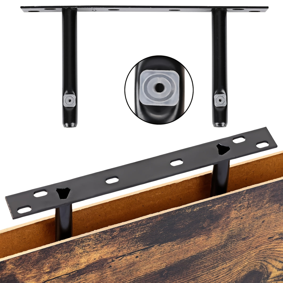 Retro Floating Shelves, 4-Piece Wall Mounted Set with Invisible Brackets in Brown or Black for Bathroom Living Room Bedroom and Kitchen Storage