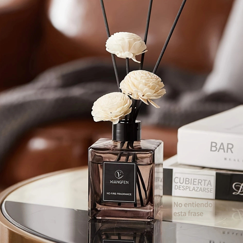 No Fire Fragrance - 1.69oz Elegant Black Glass Diffuser with White Roses, Air Freshener for Home Decor, Bedroom, Bathroom, And Office, Ideal Christmas Gift, Office Fragrance | Elegant Diffuser | Durable Scent, Bathroom Decor, Reed Diffuser Oils