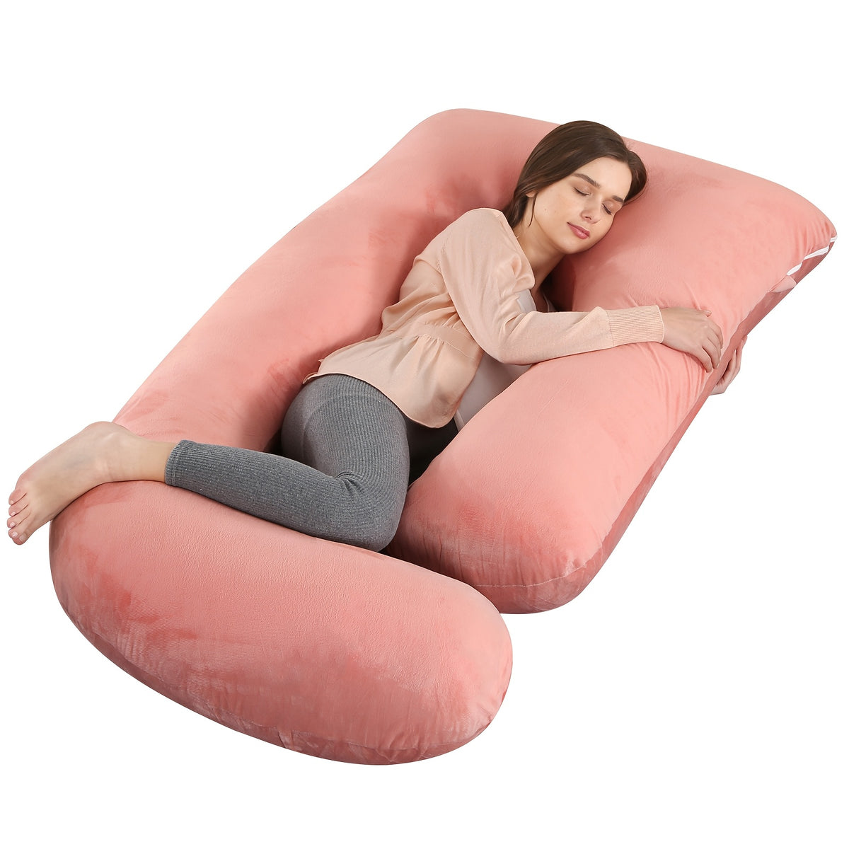 J Shaped Pregnancy Pillow, Full Body Maternity Support for Back, Legs and Tummy with 60 Inch and Small 41 Inch Options for Bedtime Comfort