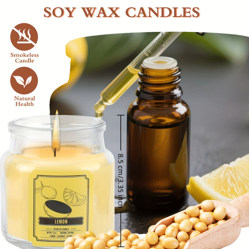 6pcs Candles Set Scented Candles for Home, Gifts for Family People And Friends, Soy Candle Of 3.5oz, 120 Hour Lasting, 6 Scents Fragrance Of Jasmine Eucalyptus Lavender Vanilla Rose Lemon, for Thanksgiving Christmas Decor, Fall Candle