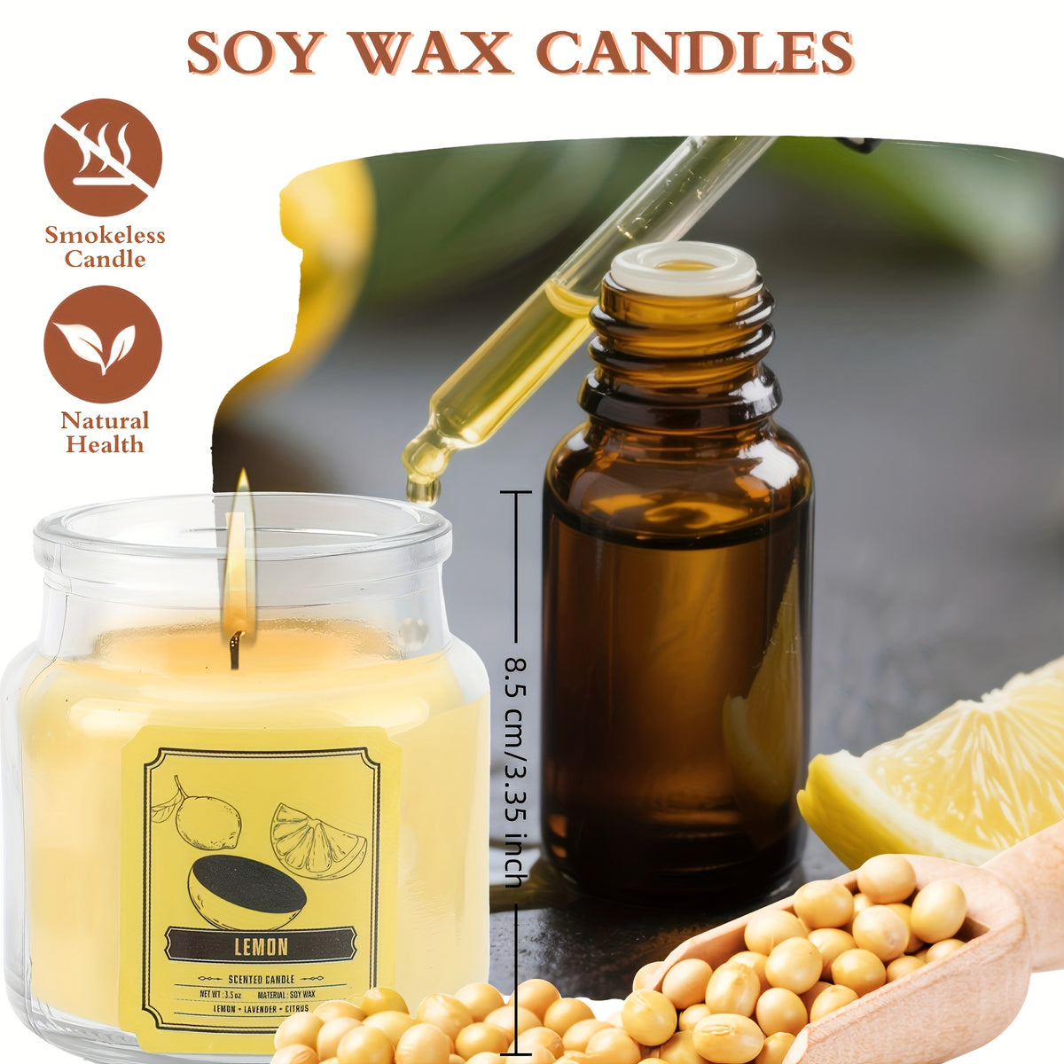 6pcs Candles Set Scented Candles for Home, Gifts for Family People And Friends, Soy Candle Of 3.5oz, 120 Hour Lasting, 6 Scents Fragrance Of Jasmine Eucalyptus Lavender Vanilla Rose Lemon, for Thanksgiving Christmas Decor, Fall Candle
