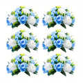 Artificial Rose Flower Balls Set of 6, Polyester Floral Bouquets with Plastic Bases for Wedding Table Centerpieces, Engagement Parties and DIY Home Decor