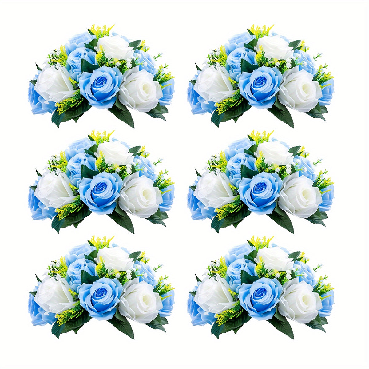 Pack Of 6 Artificial Flower Ball Arrangement Bouquets, Plastic Roses With Base, Fake Wedding Rose Flower Ball Centerpieces, Fake Flower Balls For Wedding Centerpiece Flower Racks For Party Valentine's Day Home Décor Table DIY Flower Decorations