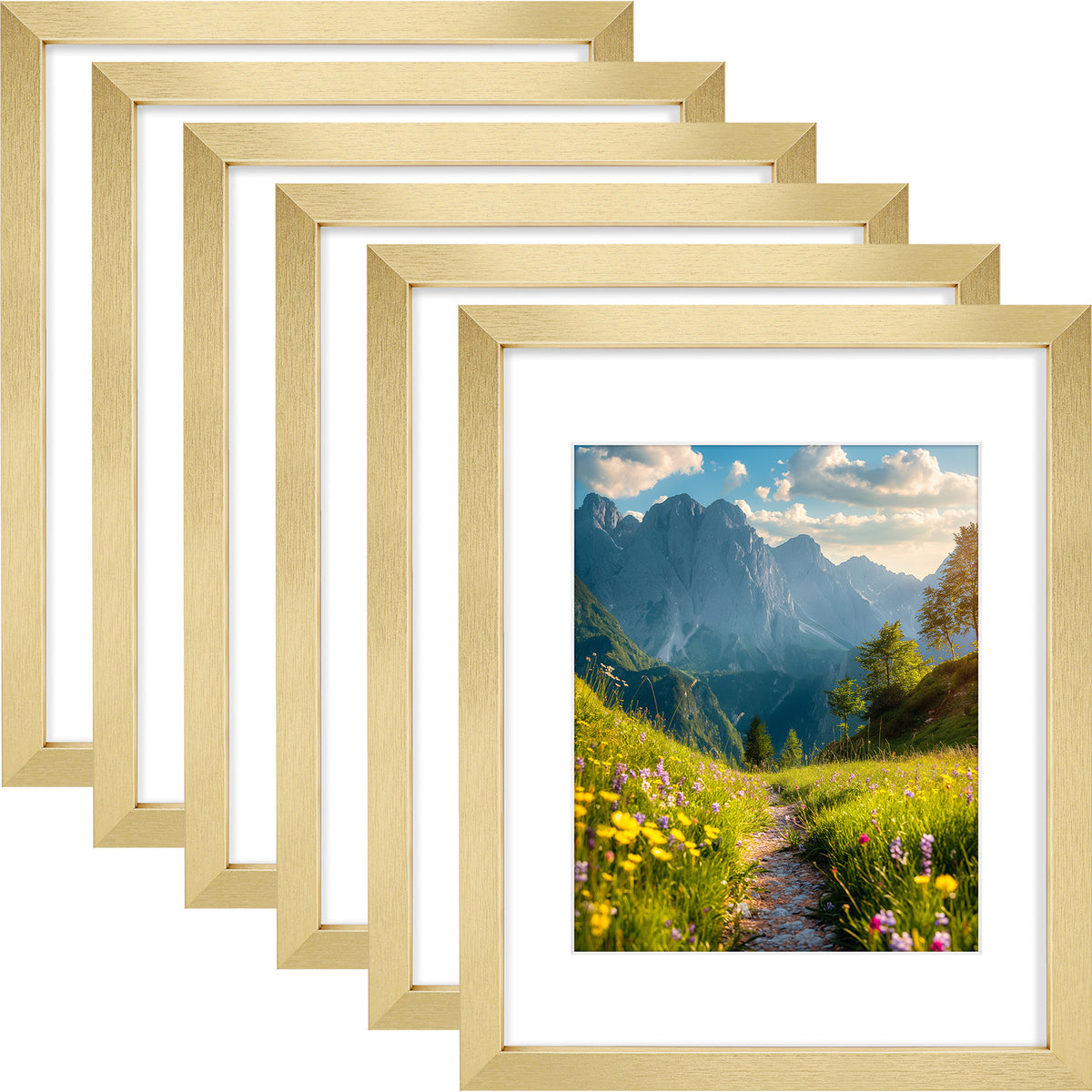 6 Packs 6x8/8x10/9x12/11x14/16x20 Picture Frames Set, Engineered Wood Gallery Wall Frame Set with Plexiglass - Wall Mounting or Tabletop Display