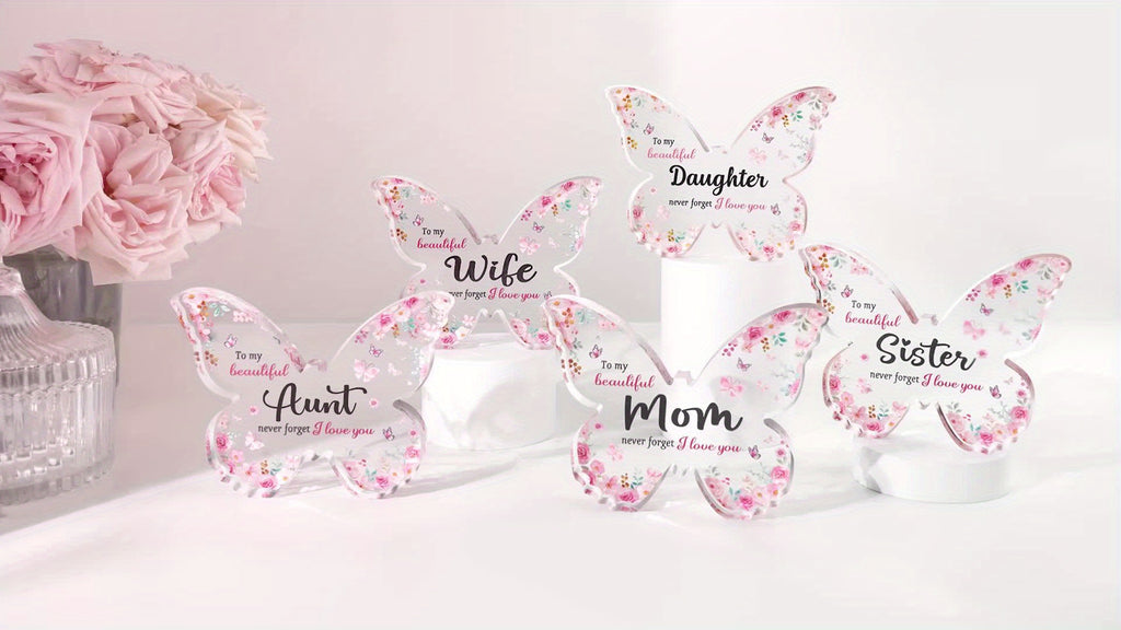 [2D Flat] Unique Daughter Birthday Gift from Mom Dad Butterfly-Shaped Acrylic Plaque Keepsake - Mother'S Day Gift, Christmas Gift, Valentine'S Day Gift