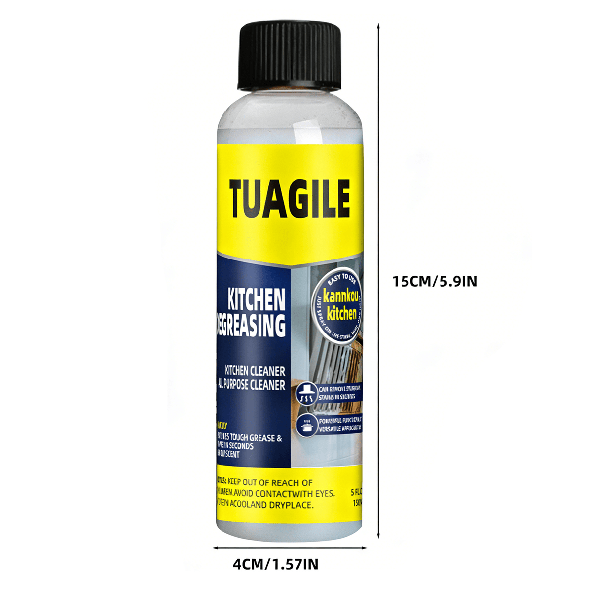 Heavy-Duty Kitchen Grease & Stain Remover Fast-Acting Spray for Stovetops and Walls. Wipes Clean Instantly, Leaving No Sticky Residue. The Ultimate Household Kitchen Grease Buster Versatile Stain Removal for Pots, Pans, and Utensils. Highly Efficie