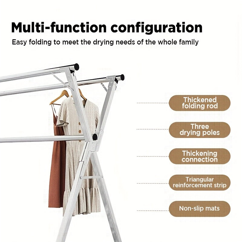 Clothes Drying Rack 63" And 78.7" Two Types, Retractable Length And Folding Outdoor Indoor Use Durable Metal Drying Rack, Drying Rack Clothing Collapsible, Foldable Laundry Drying Rack, Heavy Duty Stainless Steel Clothesline, Drying Racks